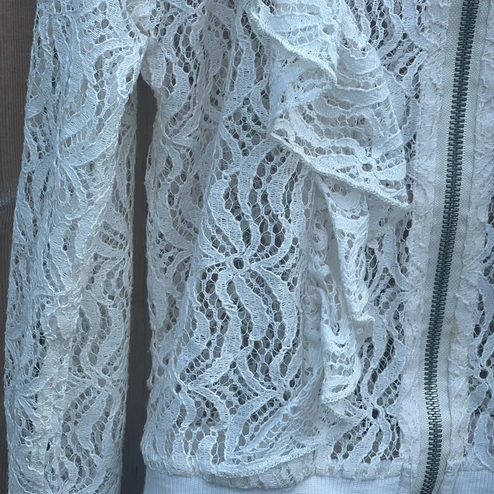 Zara Kids Lace Ruffle Zip Front Jacket